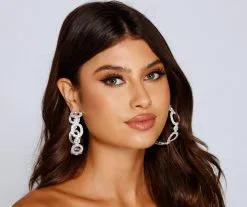Windsor. Major Glam Rhinestone Hoop Earrings