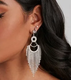 Windsor. Tres Glam Rhine Tassel Earrings