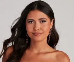 Windsor. Dazzling Diamond-Shaped Rhinestone Earrings -Formal Dresses Online Shop 07001 1067 1