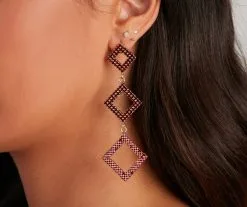 Windsor. Dazzling Diamond-Shaped Rhinestone Earrings -Formal Dresses Online Shop 07001 1067 2