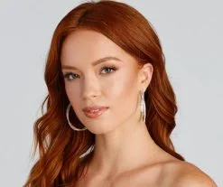 Windsor. Glam Rhinestone Twisted Hoop Earrings