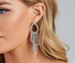 Windsor. Rhinestone Teardrop Scallop Earrings