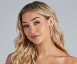 Windsor. Drops Of Sparkle Curve Fringe Earrings