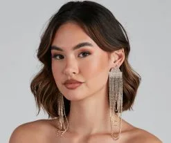 Windsor. Dramatic Entrance Rhinestone Fringe Earrings