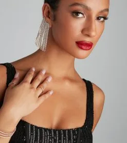 Windsor. Angel Eyes Rhine Fringe Ear Cuffs