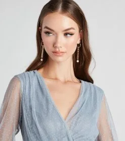 Windsor. Faux Pearl Chain Link Earrings