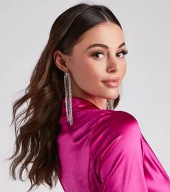 Windsor. Glam Rep Rhinestone Fringe Earrings