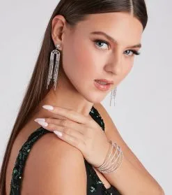 Windsor. Glam Statement Rhinestone Fringe Earrings