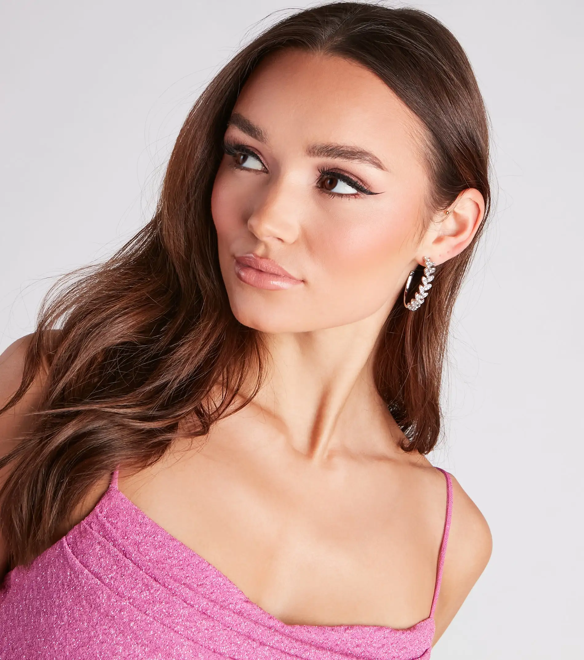 Windsor. Glam And Radiant Rhinestone Leaf Hoop Earrings 3 Windsor. Glam And Radiant Rhinestone Leaf Hoop Earrings