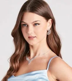 Windsor. Pretty Details Rhinestone Flower Earrings -Formal Dresses Online Shop 07001 1551 1