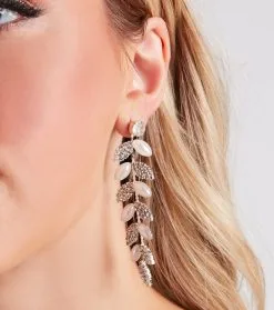 Windsor. Bound To Shine Faux Pearl Leaf Earrings