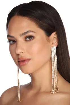 Windsor. Long Rhinestone Fringe Earrings