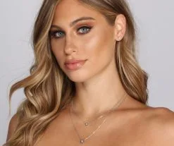 Windsor. Cubic Zirconia Dainty Necklace And Studs Set