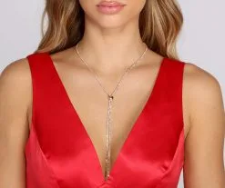 Windsor. Iridescent Rhinestone Lariat Necklace