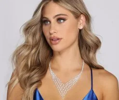 Windsor. Wing Designed Rhinestone Necklace Set