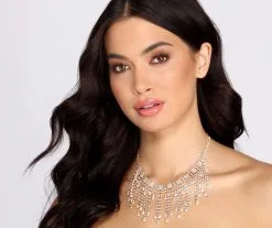 Windsor. Boho Glam Rhinestone Fringe Choker Necklace