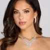 Windsor. All Dolled Up Rhinestone Fringe Necklace Set -Formal Dresses Online Shop 07002 0305 1