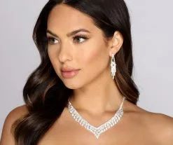 Windsor. True Love Silver Rhinestone Necklace Set