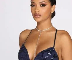 Windsor. Divine Mini Cross Lariat Necklace + Stud Set