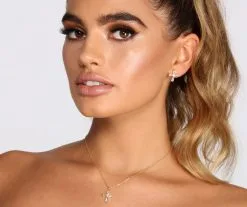 Windsor. Don't Cross The Line Cubic Zirconia Necklace + Earring Set