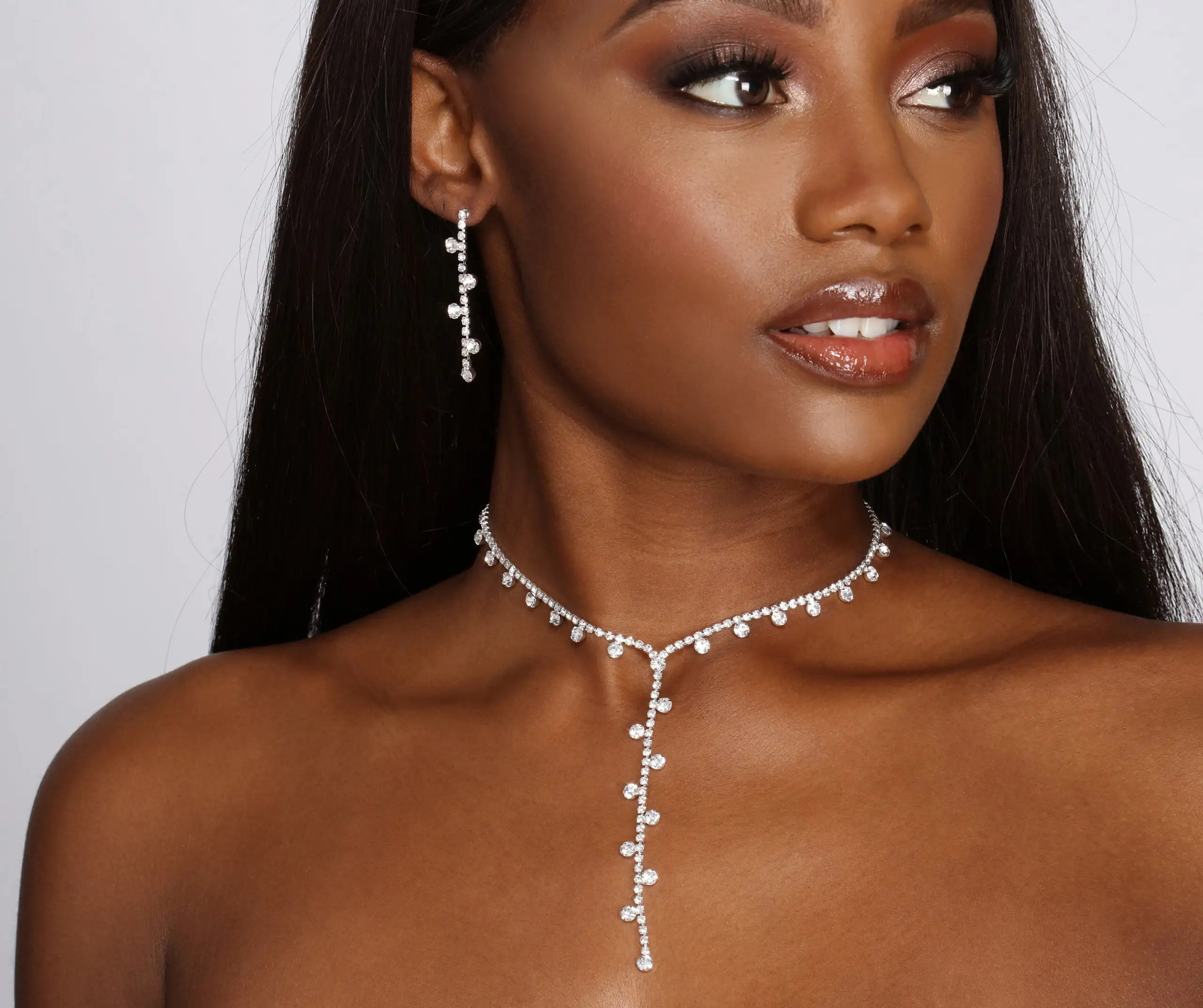 Windsor. Irreplaceable Rhinestone Lariat Necklace + Earring Set 3 Windsor. Irreplaceable Rhinestone Lariat Necklace + Earring Set