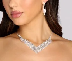 Windsor. Baguette Rhinestone Necklace + Earring Set