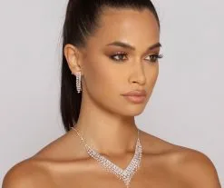 Windsor. Fringe Rhinestone Necklace Set