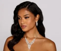 Windsor. Rhinestone Glamour Fringe Collar And Duster Earrings Set