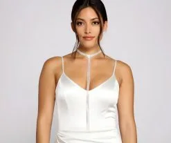 Windsor. Five Row Rhinestone Fringe Choker