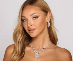 Windsor. Rhinestone Fringe Duster Earrings And Collar Set