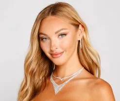 Windsor. Livin' Luxe Rhinestone Necklace And Earrings Set