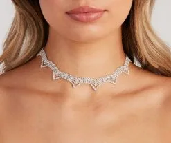 Windsor. Chic Scalloped Rhinestone Choker Necklace