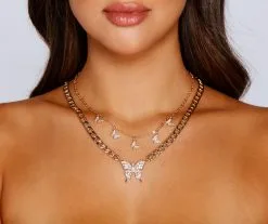 Windsor. Edgy Glamour Rhinestone Butterfly Necklace Set