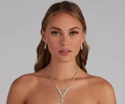 Windsor. Statement Rhinestone Teardrop Necklace Set