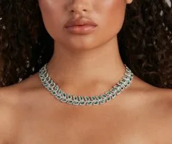 Windsor. Statement Rhinestone Leaf Collar