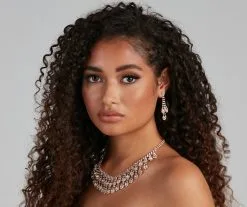 Windsor. Floral Drops Rhinestone Collar And Earrings Set -Formal Dresses Online Shop 07002 1120 1