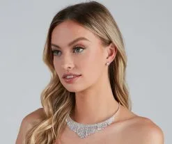 Windsor. Sparkly Fringe Collar Stud Earring Set