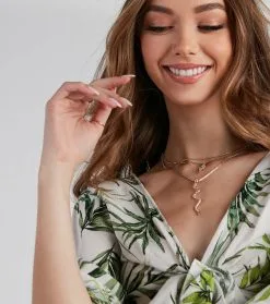 Windsor. Snake Charm Layered Necklace -Formal Dresses Online Shop 07002 1210 2