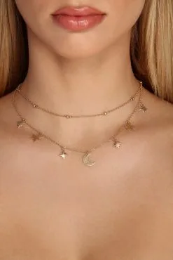 Windsor. Star And Moon Charm Necklace