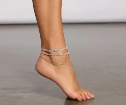 Windsor. Luxe Layered Rhinestone Anklet Set
