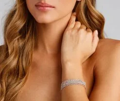 Windsor. Elegant Glam Seven Row Rhinestone Clasp Bracelet