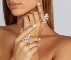 Windsor. Butterfly Rhinestone Ring Set