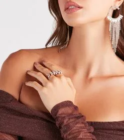 Windsor. Fancy Mood Rhinestone Leaf Statement Ring