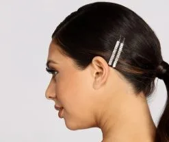 Windsor. 2 Pack Baguette Rhinestone Bobby Pins