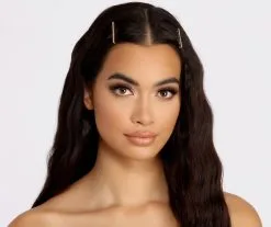 Windsor. Dainty 2 Pack Rhinestone Bobby Pin Set