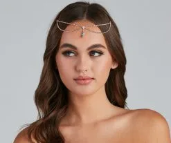 Windsor. Boho Goddess Rhinestone Teardrop Head Chain