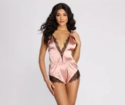 Windsor. Your Babe Pink Satin Romper