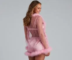 Windsor. Crushing On You Marabou Trim Robe -Formal Dresses Online Shop 07106 0068 2