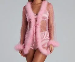 Windsor. Crushing On You Marabou Trim Robe -Formal Dresses Online Shop 07106 0068 3