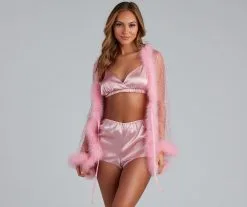 Windsor. Crushing On You Marabou Trim Robe -Formal Dresses Online Shop 07106 0068 4